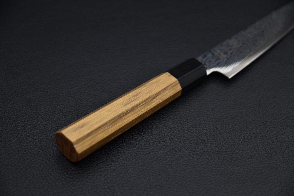 Hatsukokoro Sunaarashi VG10 Kurozome Nickel Damascus Kiritsuke Petty 150mm Teak