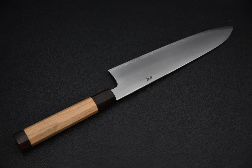 Hitohira Gorobei Rikichi Aogami #2 Kasumi Gyuto 240mm Cerisier