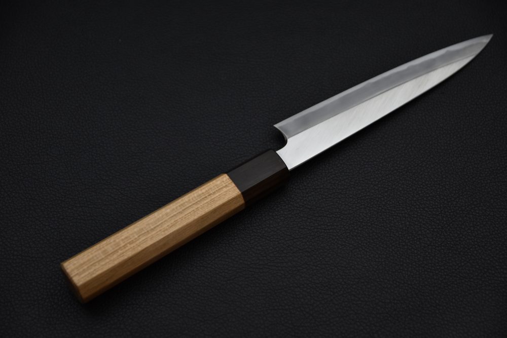 Hitohira Kikuchiyo Kyuzo Shirogami #2 Migaki Petty 150mm Cerisier