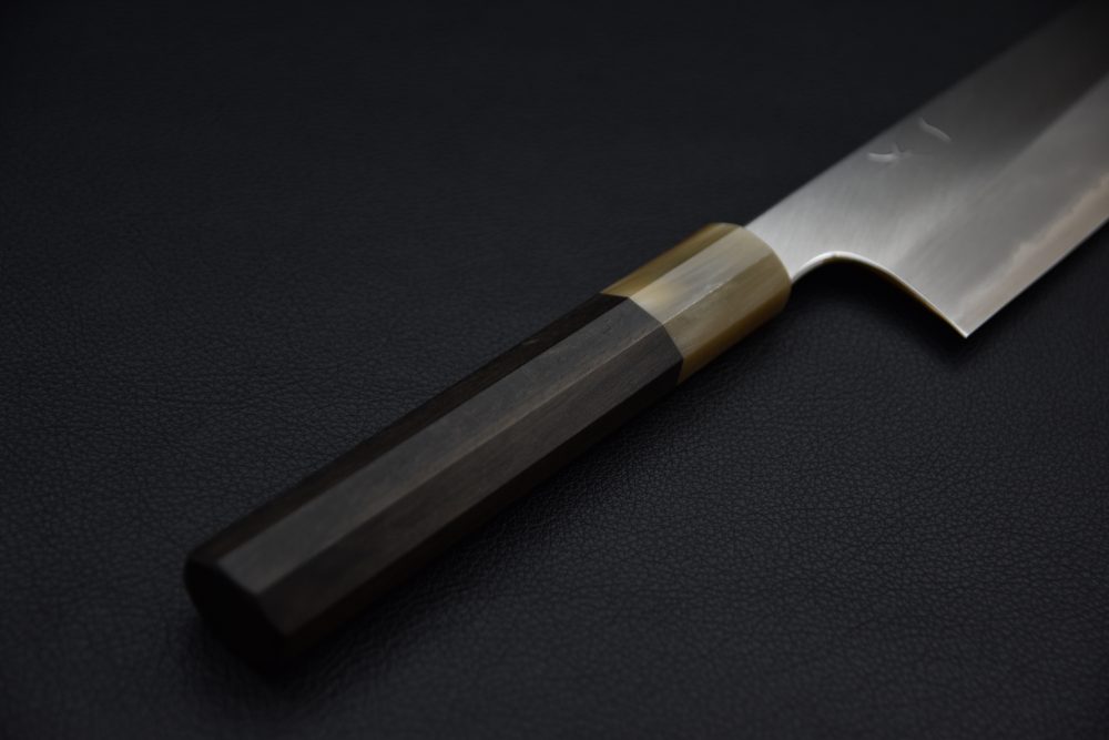 Hitohira Togashi Shirogami #1 Stainless Clad Kiritsuke Gyuto 240mm Taihei Ebony