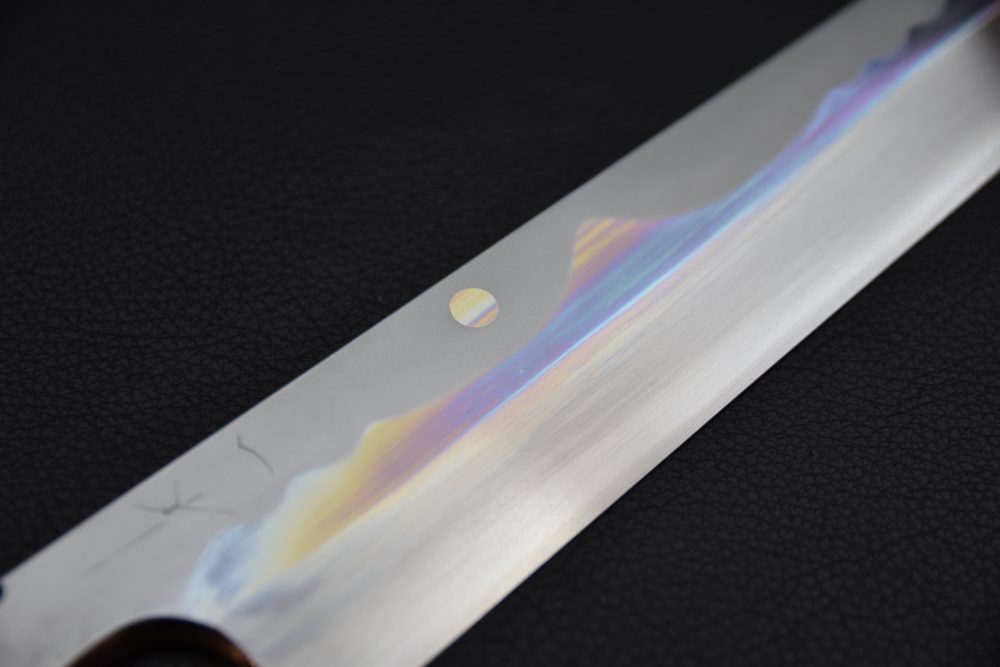 Hitohira Togashi Shirogami #1 Fuji Hakumon Mizu Honyaki Yanagiba 330mm No Handle