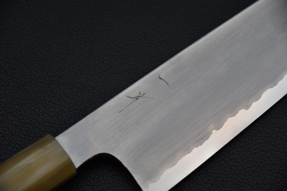 Hitohira Togashi Shirogami #1 Stainless Clad Kasumi Gyuto 240mm Ebony
