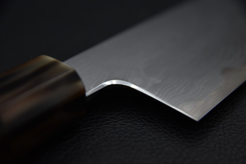 Nakagawa Uchihamono Aogami #1 Suminagashi Santoku 180mm Ébène