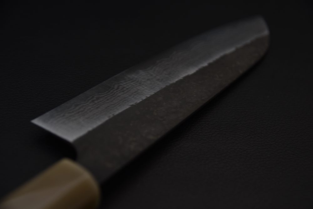 Yoshimi Kato Aogami Super Kurouchi Damascus Santoku 180mm Ébène
