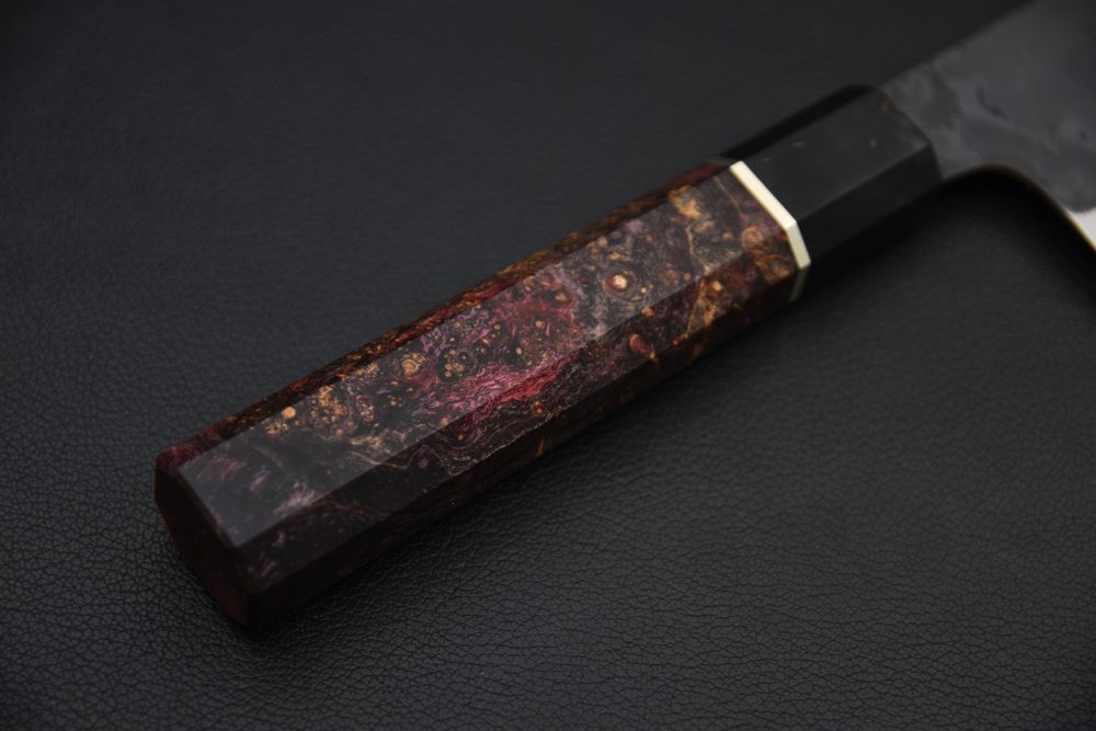 Yoshida Hamono HAP 40 Bunka 190mm Kurouchi Maple Burl (Black)