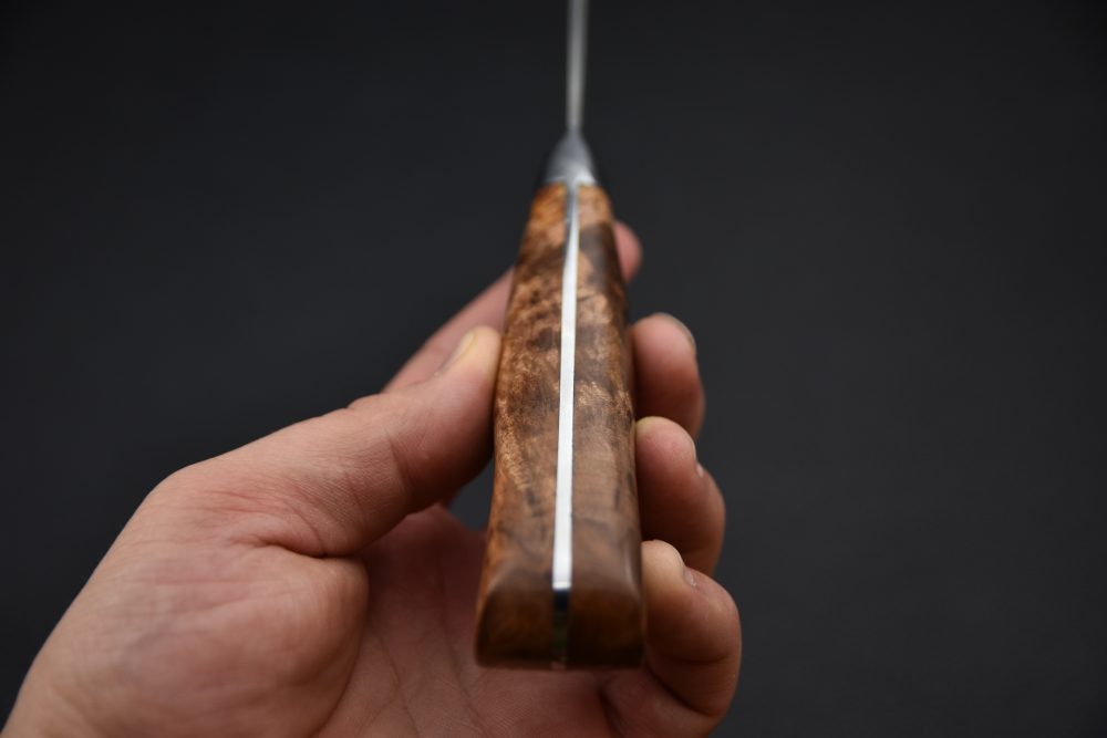 Quebec X Japan Ginsan Nashiji Nakiri 165mm Maple Burl