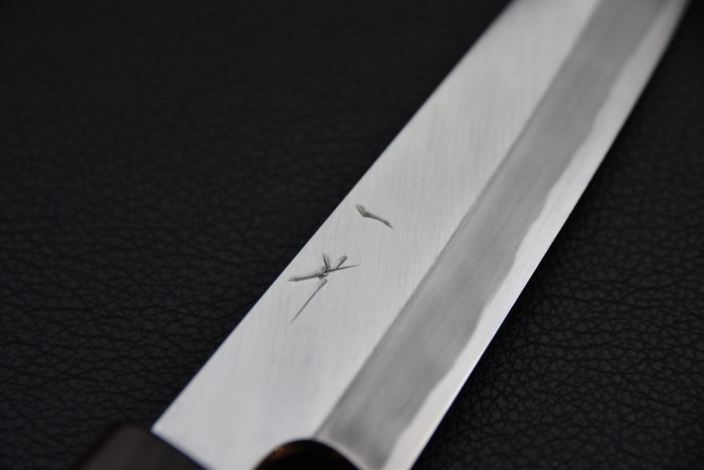Hitohira Kikuchiyo Kyuzo Shirogami #2 Migaki Petty 150mm Cerisier