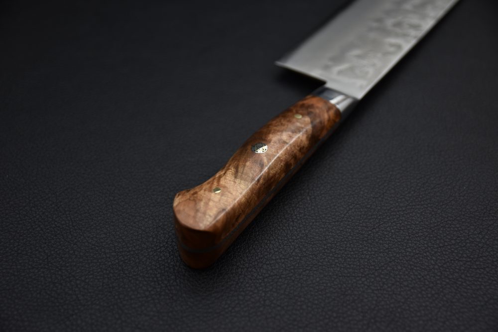 Quebec X Japan Ginsan Nashiji Nakiri 165mm Maple Burl