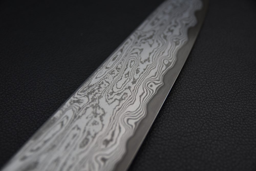 Nakagawa Uchihamono Aogami #1 Kurozome Suminagshi Gyuto 240mm Ebony