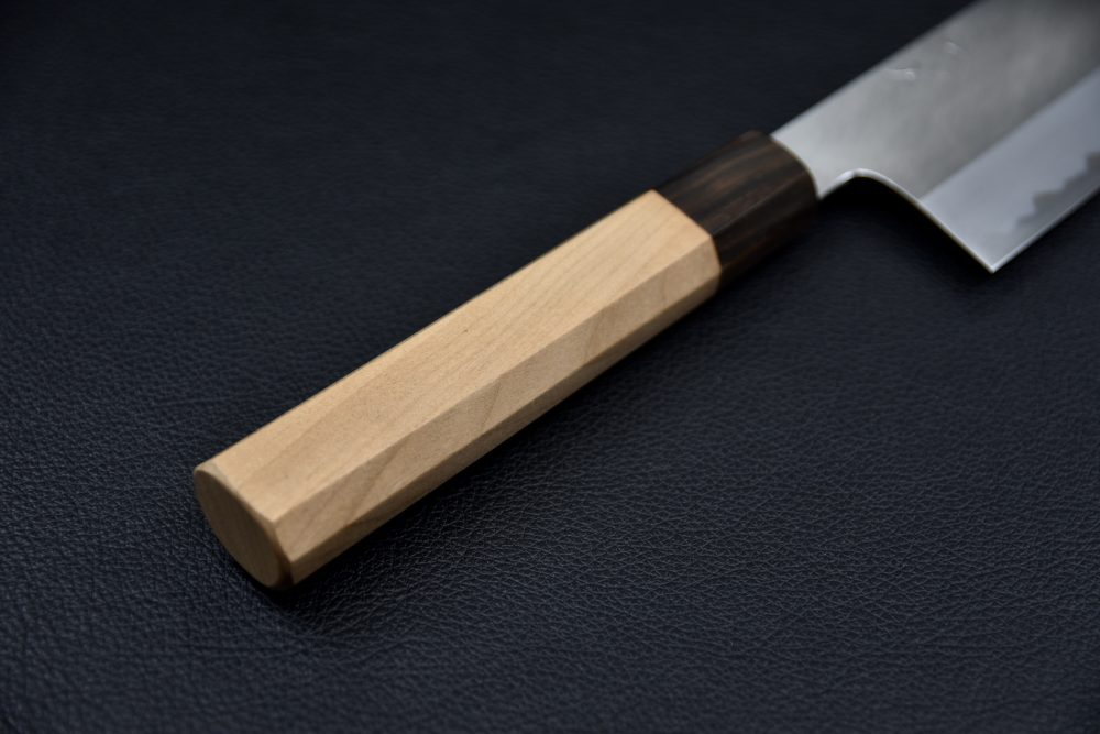 Hitohira Kikuchiyo Kyuzo Shirogami #2 Migaki Nakiri 180mm Cerisier