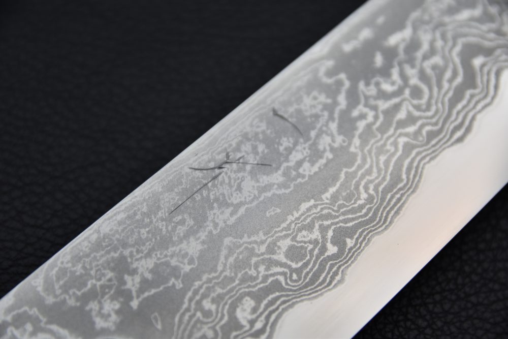 Hitohira Tanaka Yohei Aogami #1 Damascus Kiritsuke Gyuto 240mm Ebony Fusion