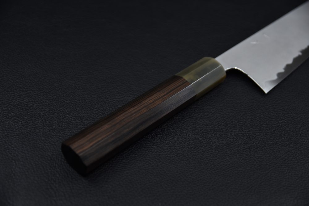 Hitohira Tanaka Yohei Shirogami #1 Kasumi Gyuto 240mm Ébène de Makassar