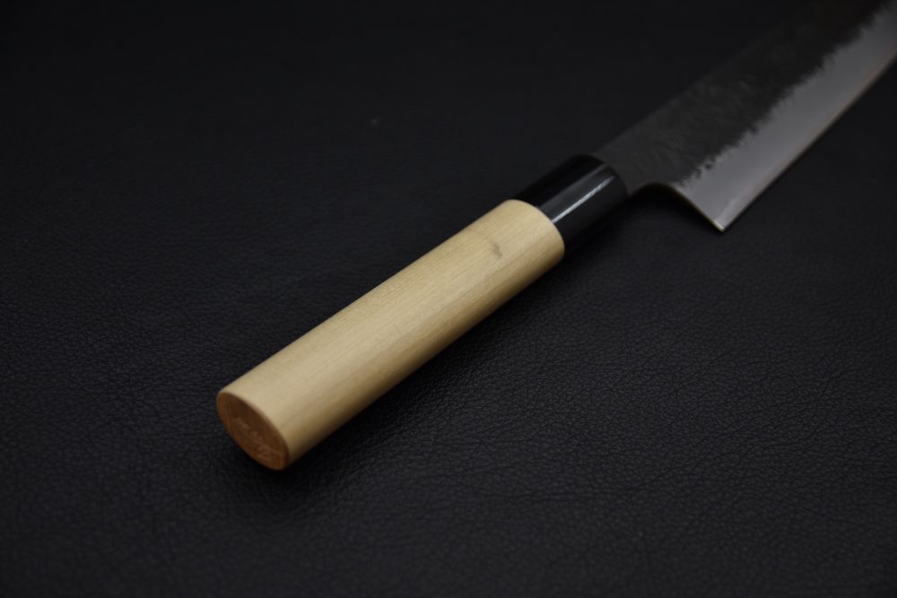 Mutsumi Hinoura Kurouchi Shirogami #2 Sujihiki 240mm Ho