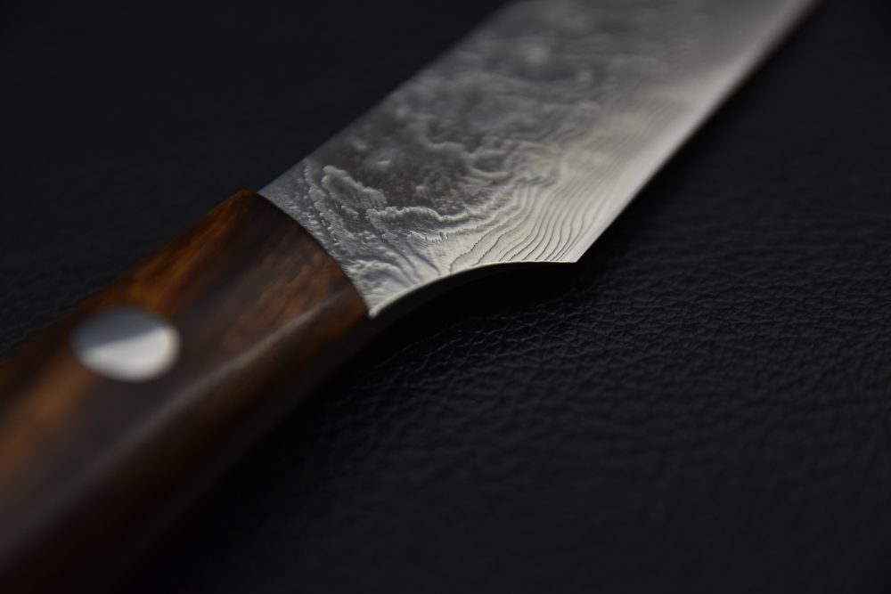 Saji Hamono R2 Damascus Diamond Couteau à Steak 125mm Ironwood