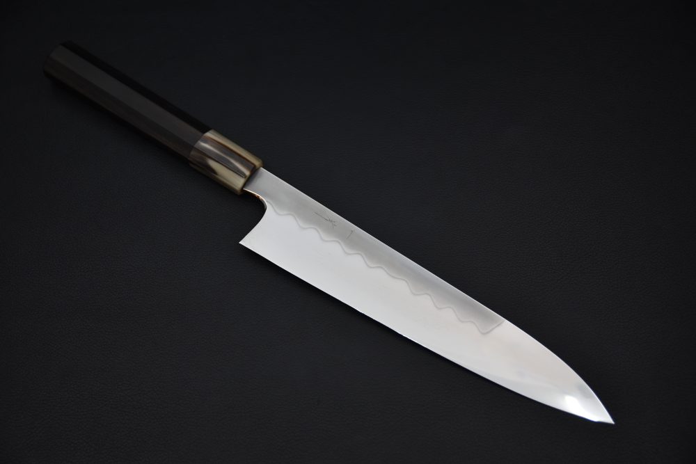 Hitohira Kikuchiyo Yohei White #3 Honyaki Gyuto 240mm Taihei Ebony Extra Thin