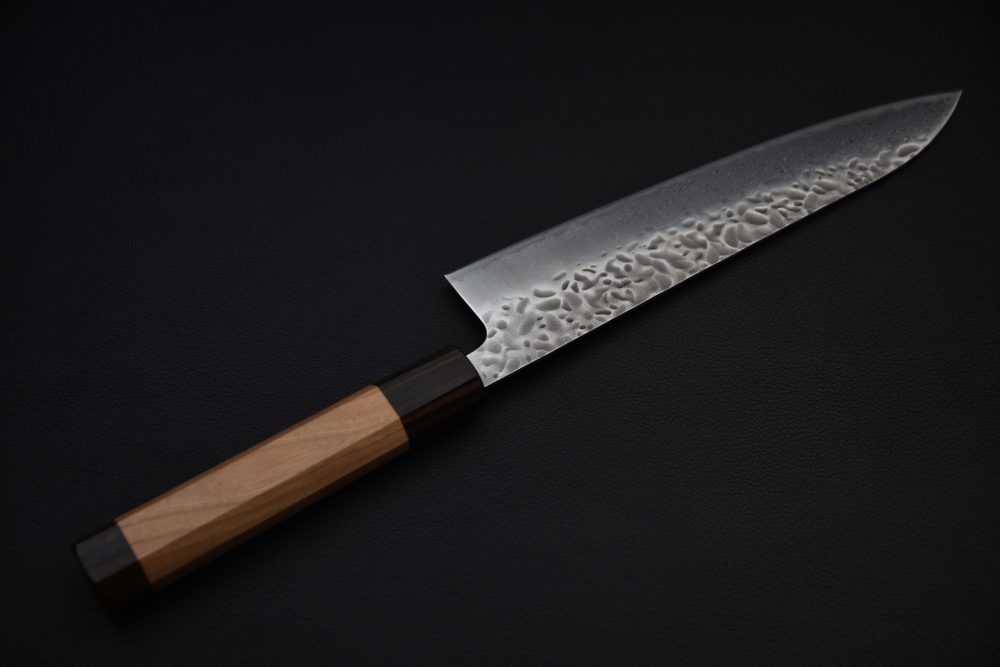 Hitohira Futana Stainless Tsuchime Damascus Gyuto 210mm Cerisier