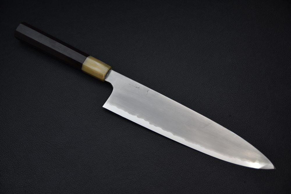 Hitohira Togashi Shirogami #1 Stainless Clad Kasumi Gyuto 240mm Ebony