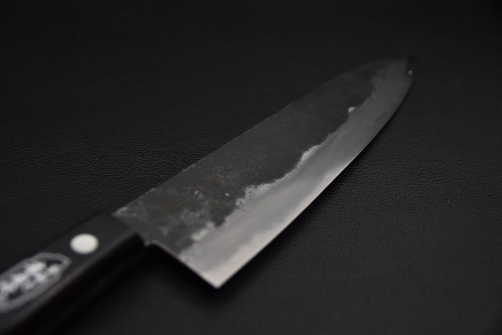 Morihei Hisamoto Kurouchi Shirogami #1 Gyuto 240mm Pakka Handle (No Bolster/ Fine Finish)