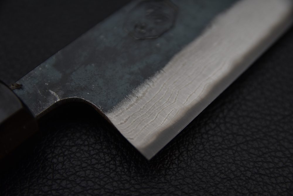 Hatsukokoro Kumokage Aogami #2 Damascus Kurouchi Petty 150mm Tagayasan