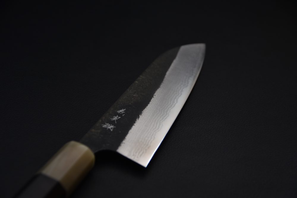 Yoshimi Kato Aogami Super Kurouchi Damascus Santoku 180mm Ébène