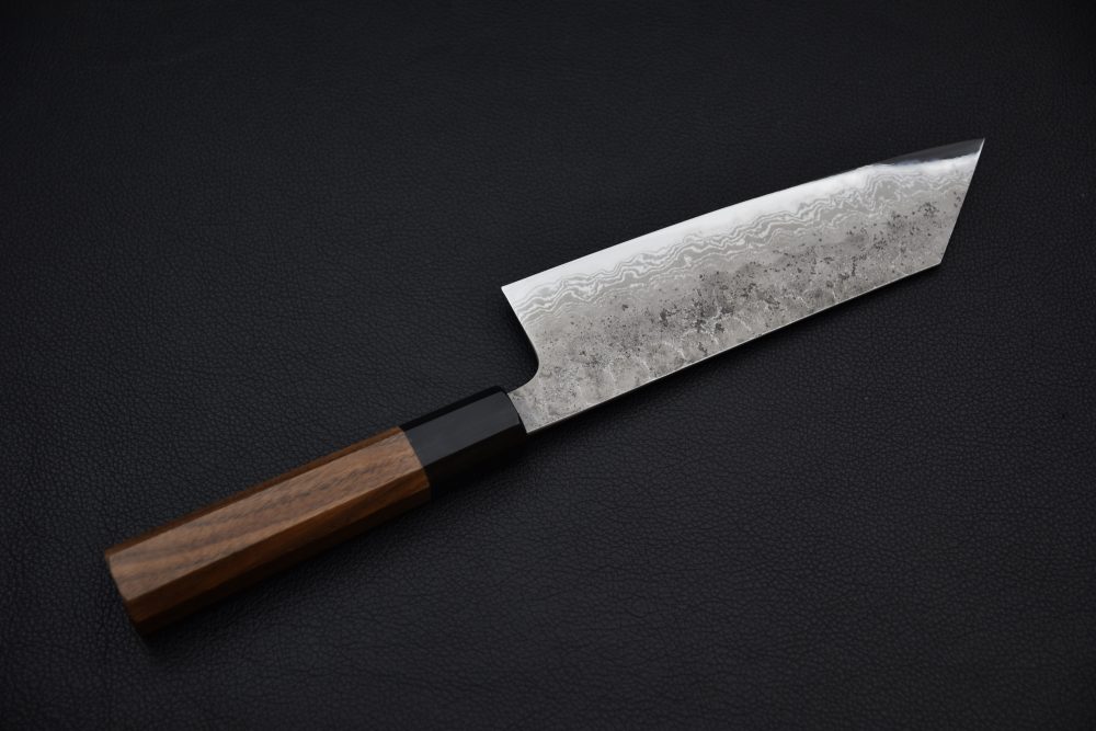 Hatsukokoro Aogami Super Damascus Kurouchi Bunka 170mm Noyer