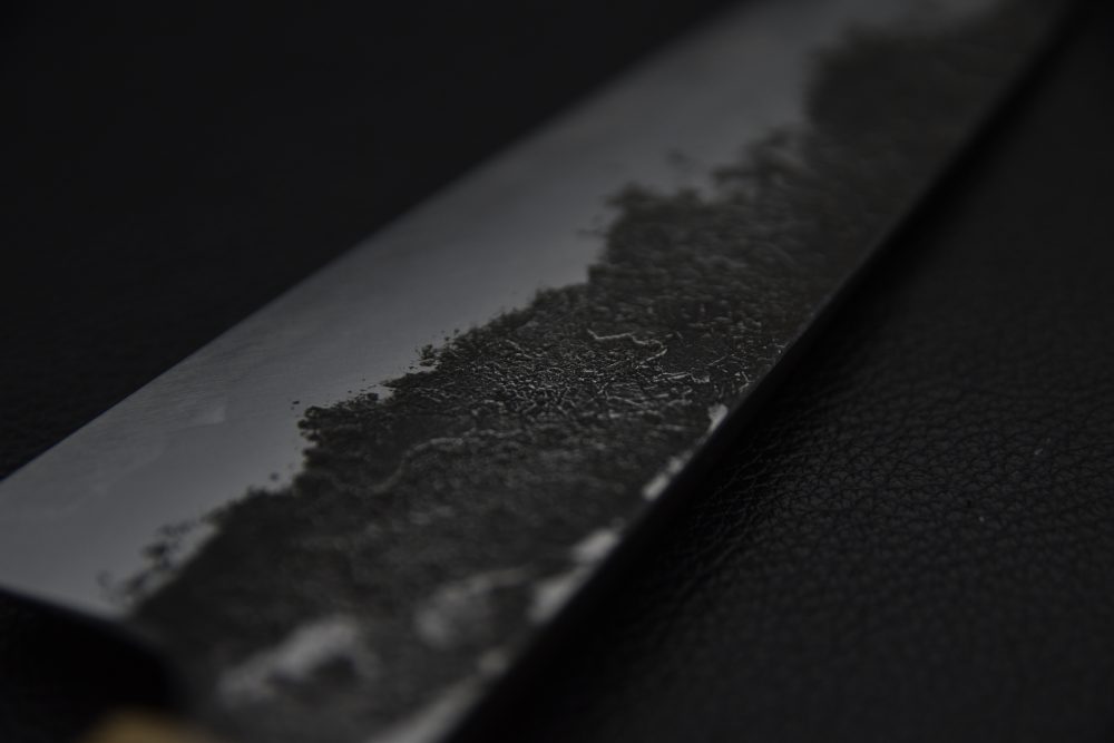 Mazaki Hamono Shirogami #2 Kuro Nashiji Gyuto 210mm Ebony