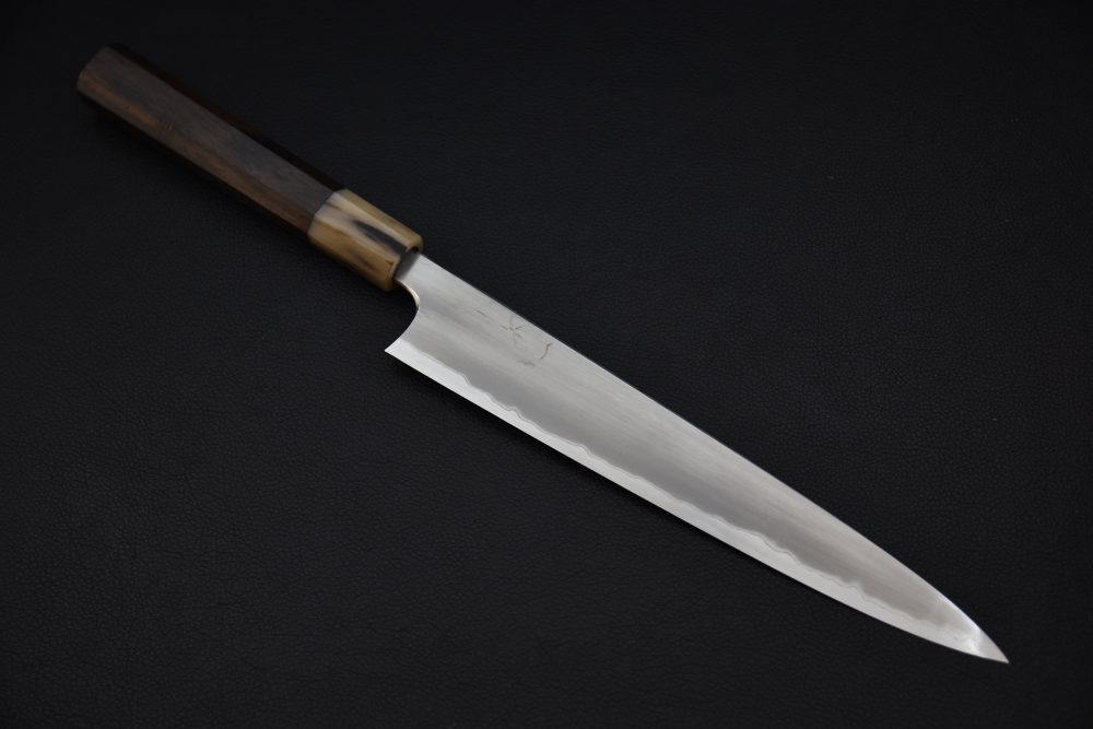 Hitohira Togashi Shirogami #1 Stainless Clad Kasumi Sujihiki 240mm Ébène