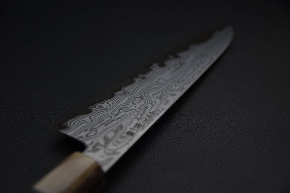 Nakagawa Uchihamono Aogami #1 Kurozome Suminagshi Gyuto 240mm Ebony