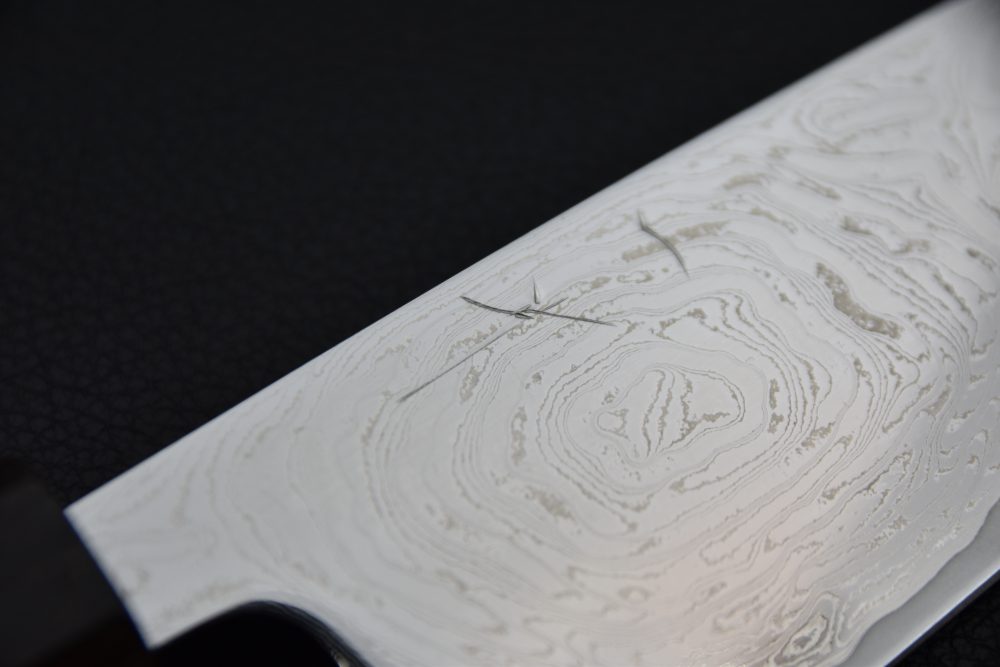 Hitohira Futana Nickel Damascus Santoku 170mm Tagayasan
