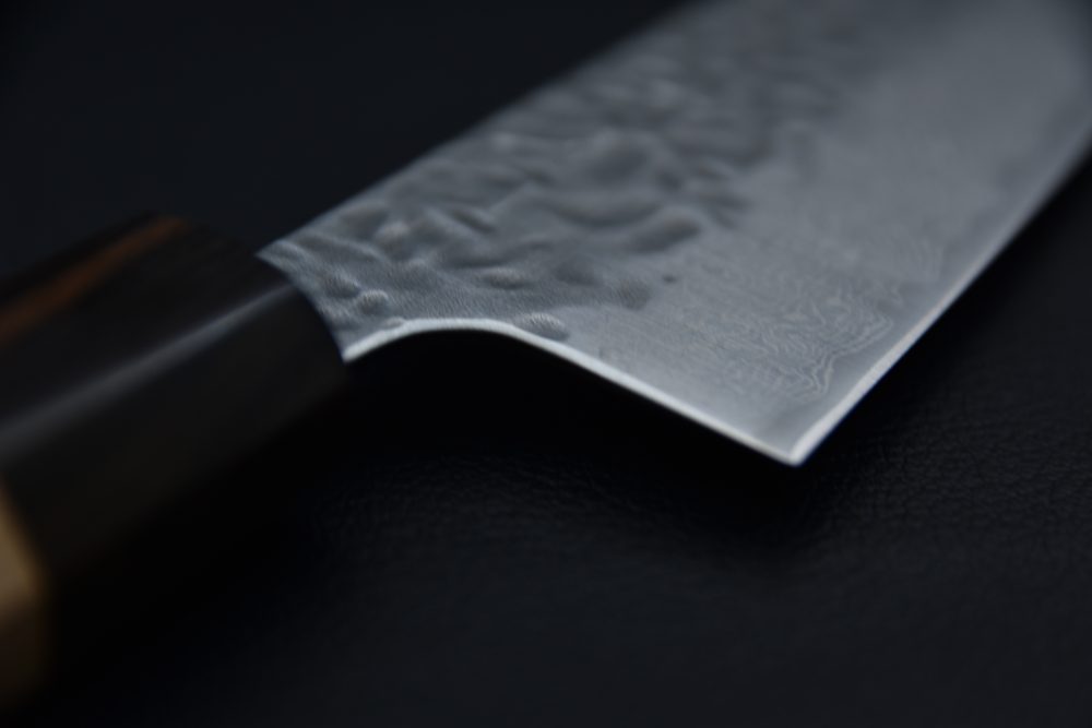 Hitohira Futana Stainless Tsuchime Damascus Gyuto 180mm Cerisier