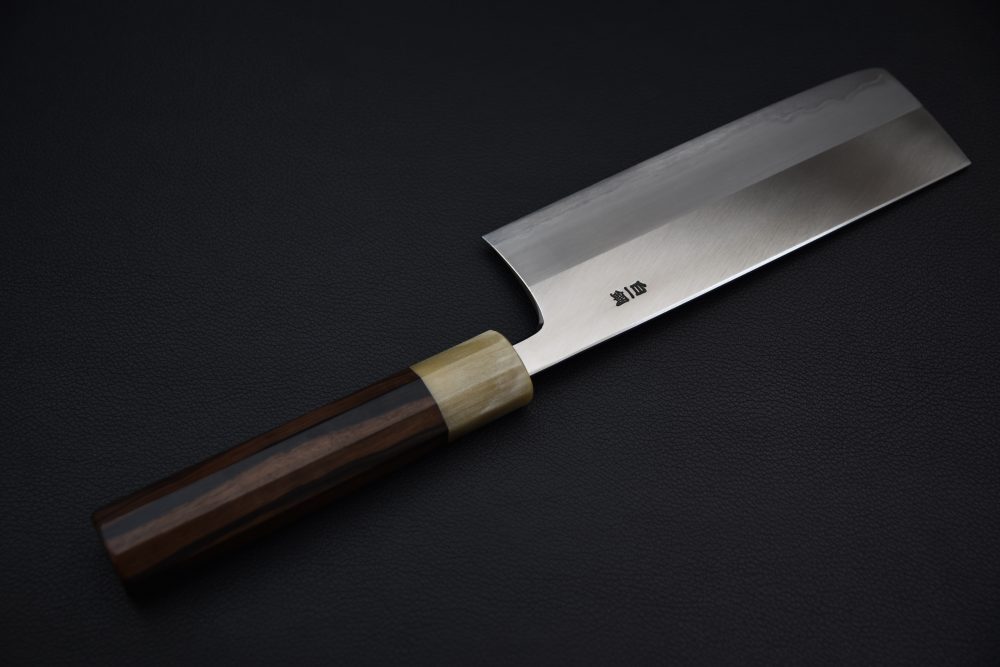 Hitohira Togashi Shirogami #1 Migaki Nakiri 180mm Taihei Ébène Makassar
