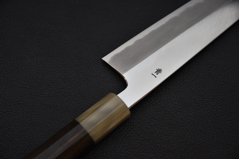 Hitohira Tanaka Kyuzo Aogami #1 Migaki Gyuto 240mm Taihei Ébène de Macassar