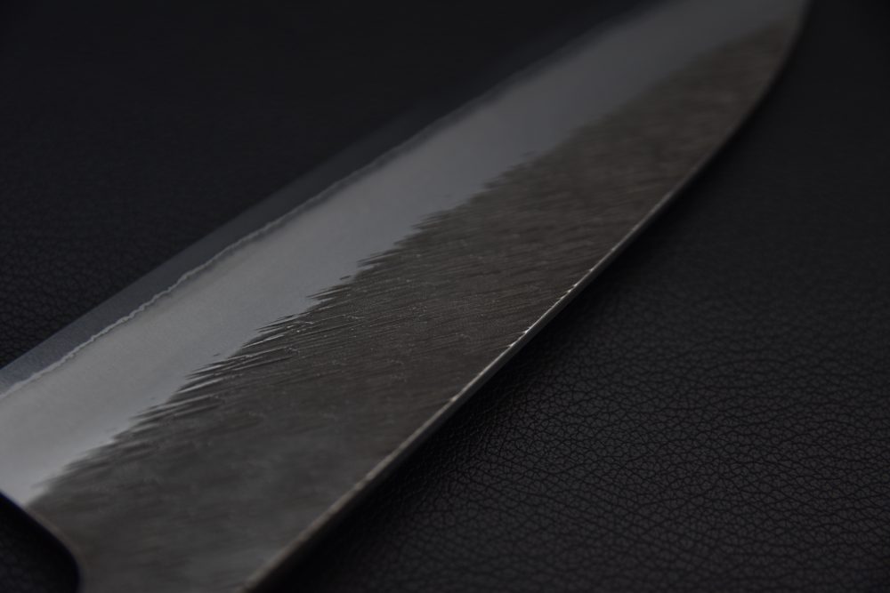 Yoshikane Hamono Shirogami #2 Stainless Clad Tsuchime Santoku 165mm