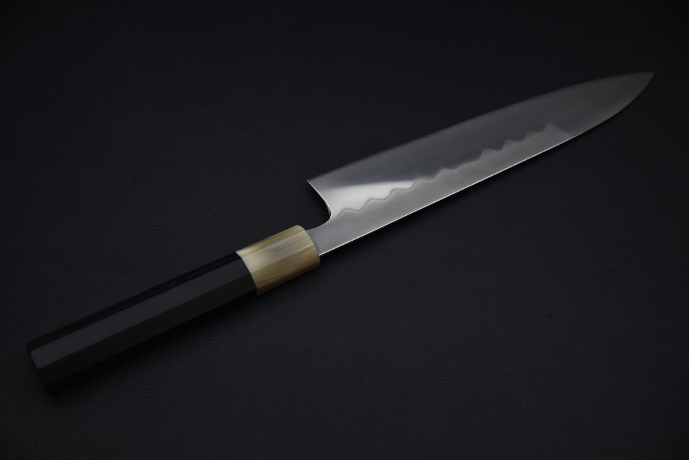 Hitohira Kikuchiyo Yohei White #3 Honyaki Gyuto 240mm Taihei Ebony Extra Thin