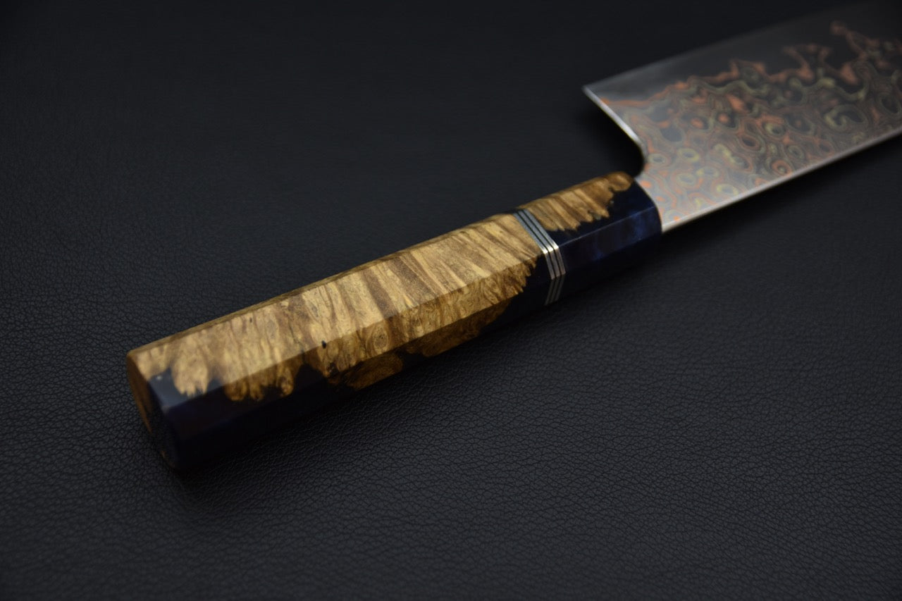 Nigara Hamono Aogami #2 Rainbow Damascus Bunka 180mm Myojin