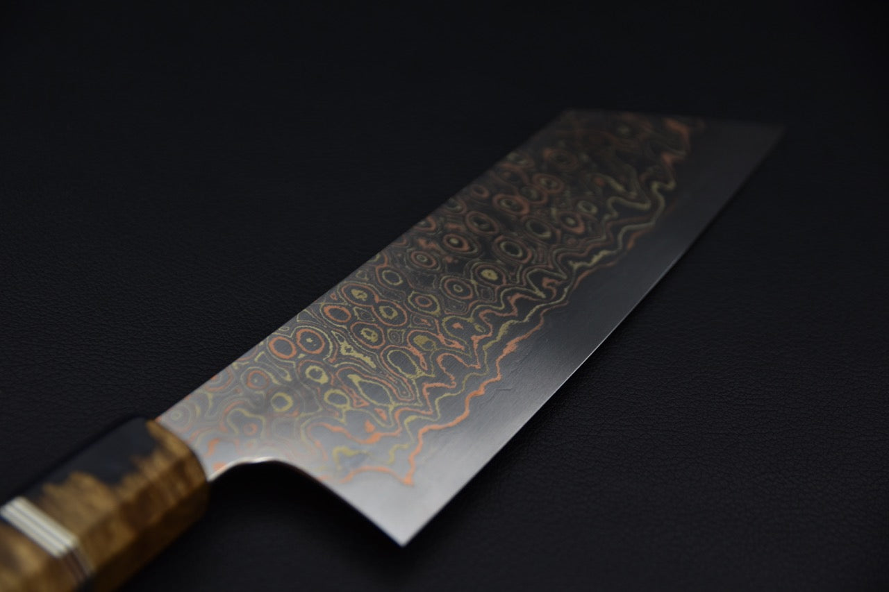 Nigara Hamono Aogami #2 Rainbow Damascus Bunka 180mm Myojin