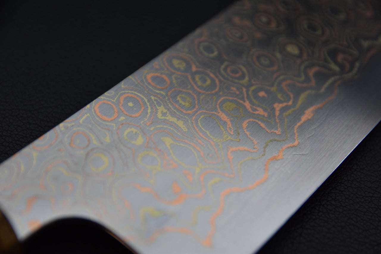 Nigara Hamono Aogami #2 Rainbow Damascus Bunka 180mm Myojin