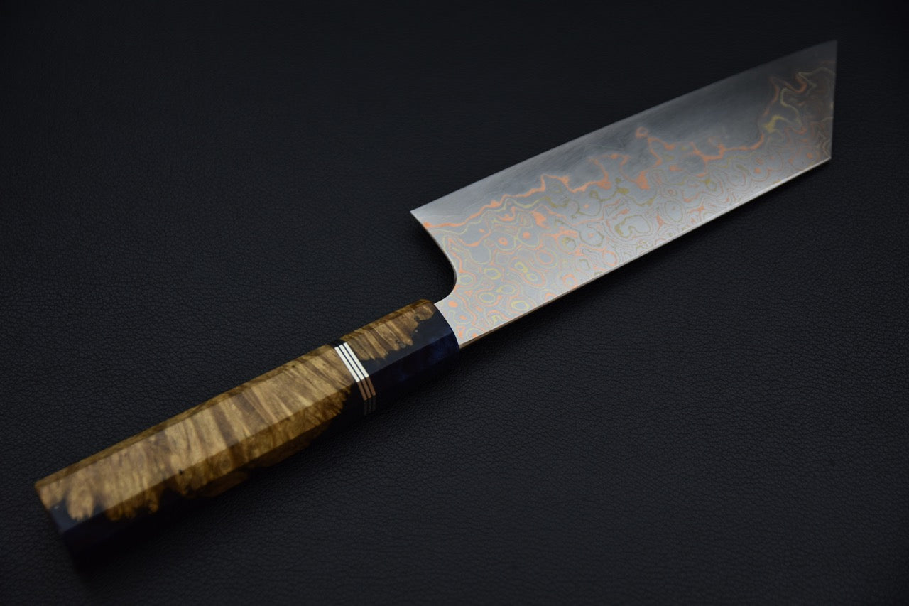 Nigara Hamono Aogami #2 Rainbow Damascus Bunka 180mm Myojin