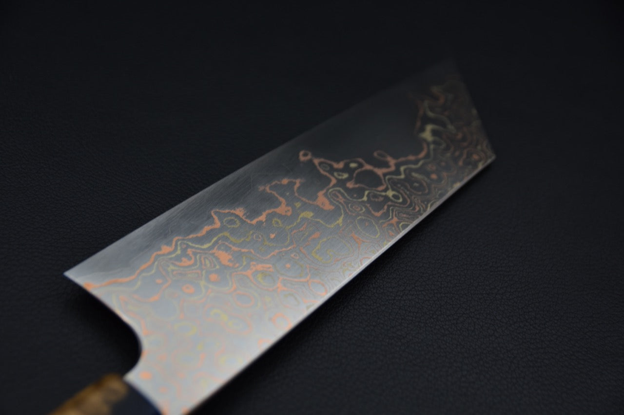Nigara Hamono Aogami #2 Rainbow Damascus Bunka 180mm Myojin