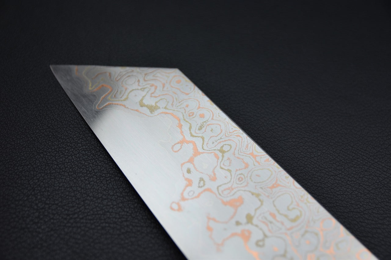 Nigara Hamono Aogami #2 Rainbow Damascus Bunka 180mm Myojin