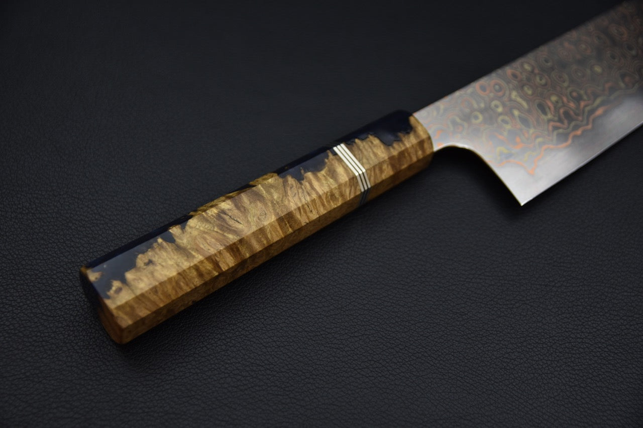 Nigara Hamono Aogami #2 Rainbow Damascus Bunka 180mm Myojin