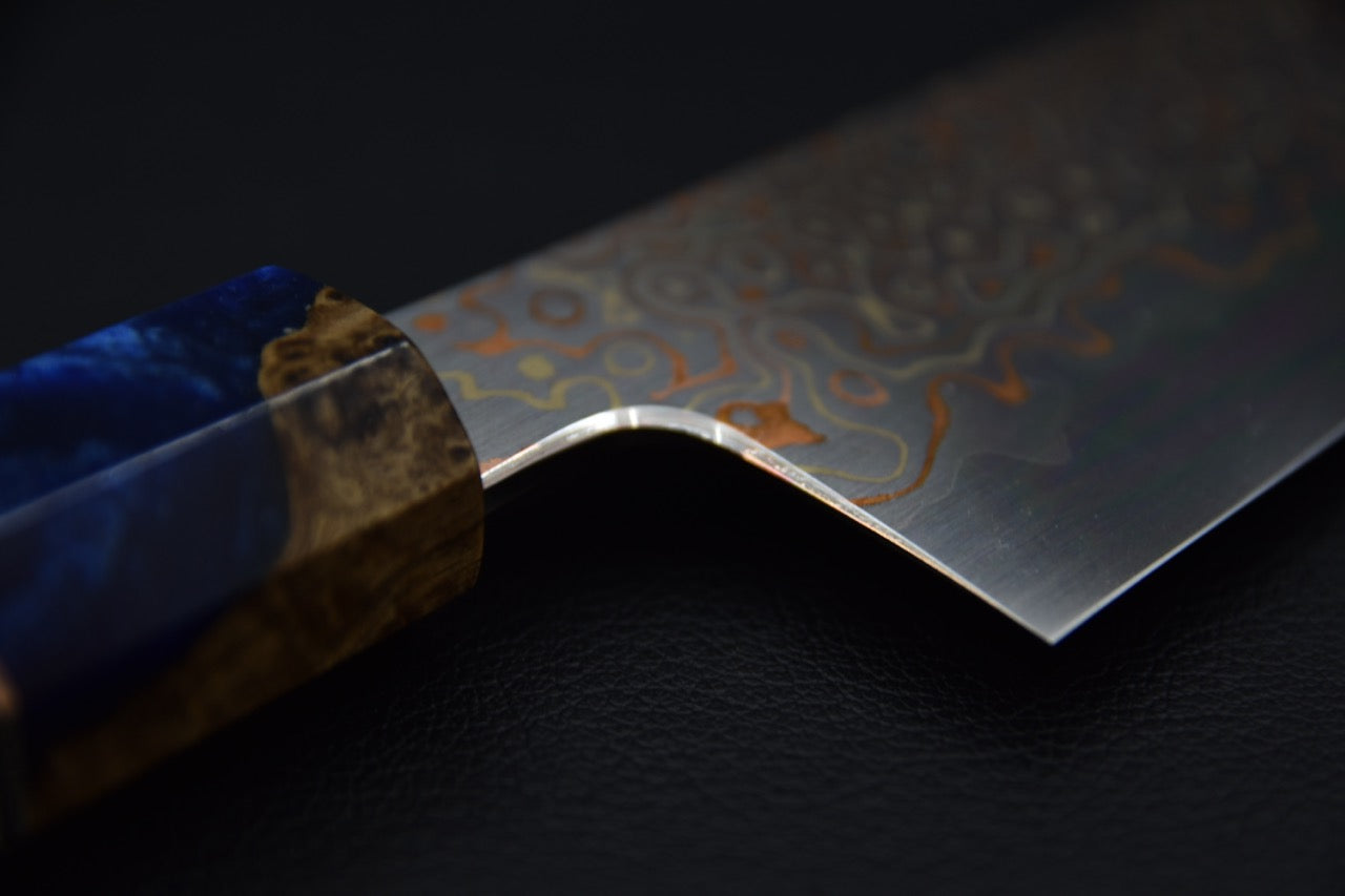 Nigara Hamono Aogami #2 Rainbow Damascus Gyuto 210mm Myojin