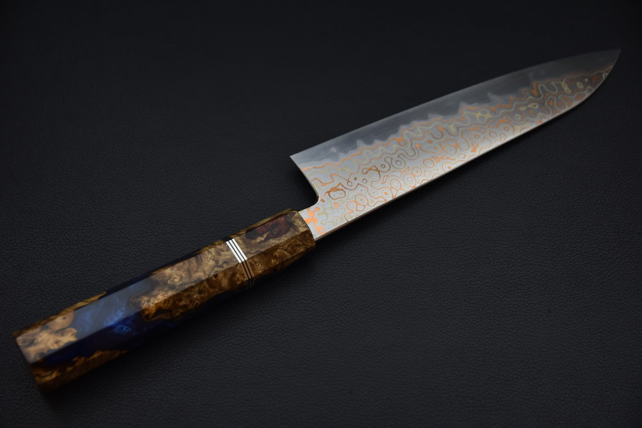 Nigara Hamono Aogami #2 Rainbow Damascus Gyuto 210mm Myojin