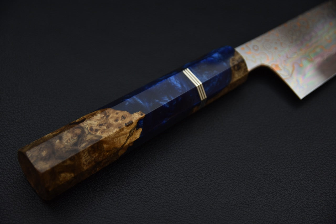 Nigara Hamono Aogami #2 Rainbow Damascus Gyuto 210mm Myojin