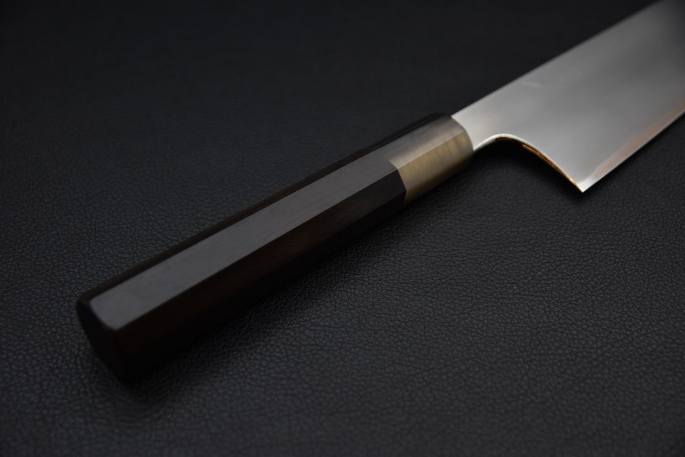 Hitohira Togashi Shirogami #1 Stainless Clad Kasumi Kiritsuke Gyuto 240mm Ebony