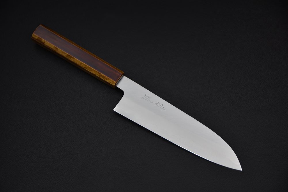 Hado Junpaku Shirogami #1 Stainless Clad Santoku 180mm Chêne Laqué