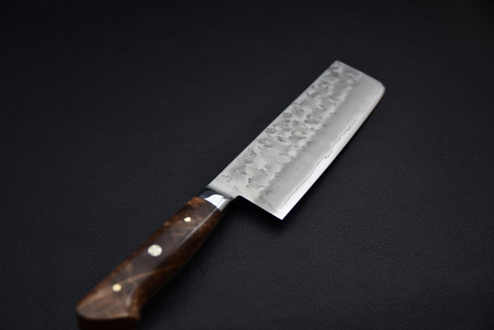 Quebec X Japan Ginsan Nashiji Nakiri 165mm Maple Burl
