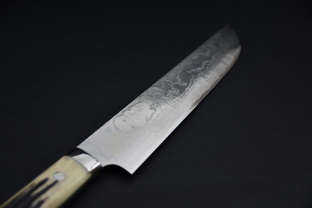Saji Hamono R2 Damascus Sujihiki Sakimaru 240mm Corne De Cerf