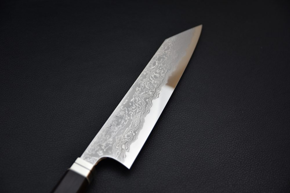 Hitohira Tanaka Yohei Aogami #1 Damascus Kiritsuke Gyuto 240mm Ébène Fusion