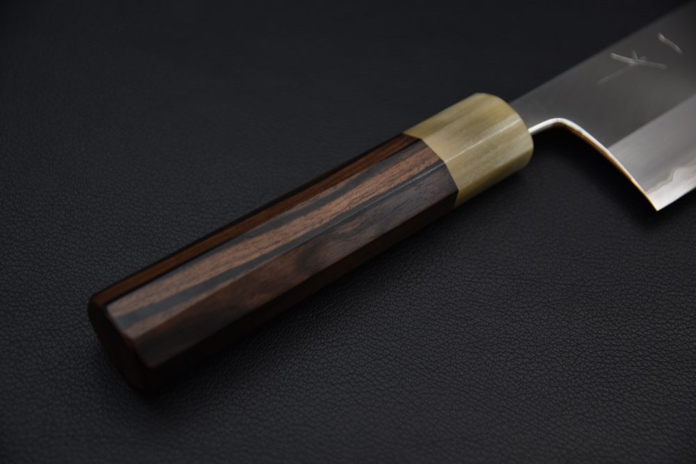 Hitohira Togashi Shirogami #1 Migaki Nakiri 180mm Taihei Ébène Makassar